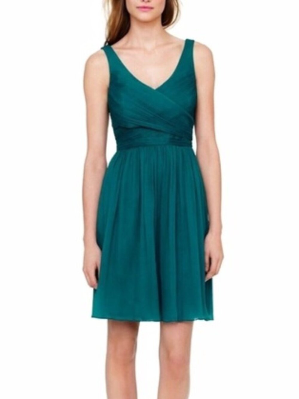 J. Crew Heidi Silk Chiffon Bridesmaid Wedding Guest Sleeveless Mini Dress Teal